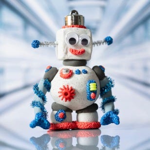 Collage image - Robot made of Stone Clay