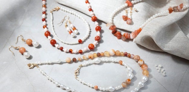 Collage picture - Jewelry necklace with agates