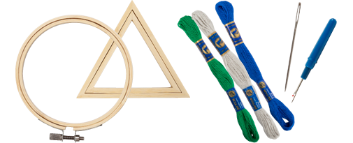 Small articles for embroidery - wooden frame, string and needle