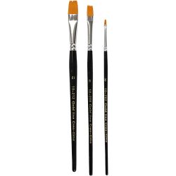 Nylon Brushes, no. 2+8+12, L: 16,5-19 cm, W: 3-12 mm, flat, 3 pc/ 1 pack
