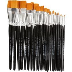 Nylon Brushes, 0+2+4+8+12+16+20, L: 17-21 cm, W: 2-22 mm, flat, 30pc/ 1 pack