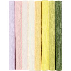 Crepe Paper, sheet 25x60 cm, Crêpe ratio: 180%, 105 g, pastel colours, 8 sheet/ 1 pack