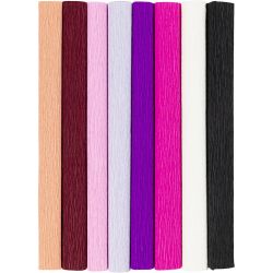 Crepe Paper, sheet 25x60 cm, Crêpe ratio: 180%, 105 g, purple/pink harmony, 8 sheet/ 1 pack