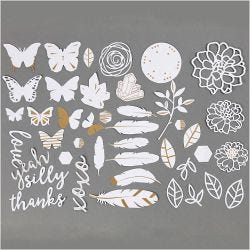 Labels with Gold Motifs for Watercolour, size 1,5-10 cm, 44 pc/ 1 pack