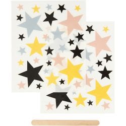 Rub-on Stickers, stars, sheet 12,2x15,3 cm, 1 pack