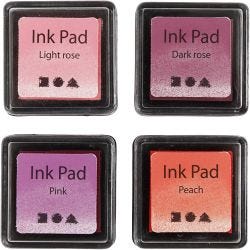 Ink Pad, H: 2 cm, size 3,5x3,5 cm, peach, pink, light rose, dark rose, 4pc/ 1 pack