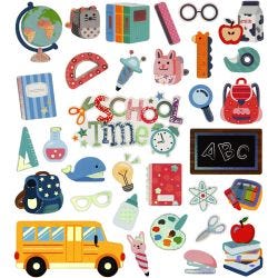 Stickers, back to school, sheet 15x16,5 cm, 1 sheet