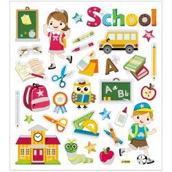 Stickers, school, sheet 15x16,5 cm, 1 sheet