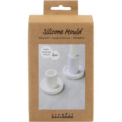 Silicone Mould, Candle Light Holder, H: 6,5+7,5 cm, dia. 7,3 cm, 2 pc/ 1 pack