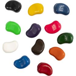 Crayons, Beans, L: 25 mm, thickness 15 mm, assorted colours, 12 pc/ 1 pack