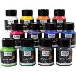 Creall Studio Acrylic Paint, assorted colours, 12x500ml/ 1 pack