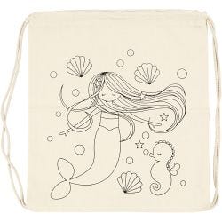 Gym Bag, mermaid, size 37x41 cm, 110 g, light natural, 1 pc