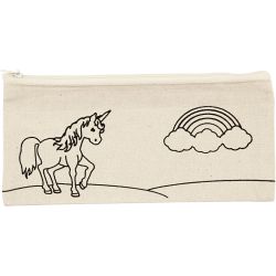 Pencil case, unicorn, size 21x9 cm, 245 g, light natural, 1 pc