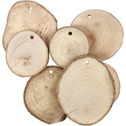 Wooden disc with hole, dia. 40-70 mm, hole size 4 mm, thickness 5 mm, 25 pc/ 1 pack