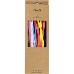 Chenille, L: 30 cm, thickness 6 mm, colorful, 25 asstd./ 1 pack