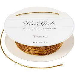 Thread, thickness 0,5 mm, gold, 10 m/ 1 roll