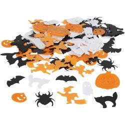 Sequins, size 10-20 mm, black, orange, white, 15 g/ 1 pack