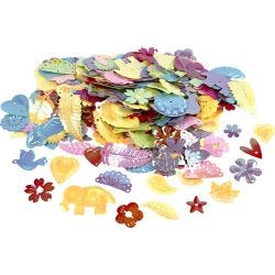 Sequins, size 15-45 mm, mother of pearl colours, 30 g/ 1 pack