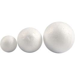 Polystyrene Balls, dia. 20+30+40 mm, white, 12 pc/ 1 pack