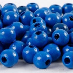 Wooden Beads, dia. 10 mm, hole size 3 mm, blue, 20 g/ 1 pack
