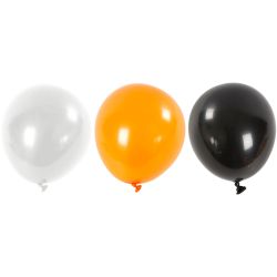 Balloons, Round, dia. 23-26 cm, black, orange, white, 10 pc/ 1 pack