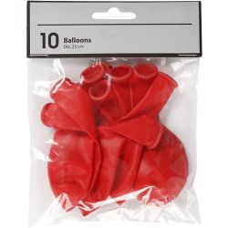 Balloons, round, dia. 23 cm, red, 10 pc/ 1 pack