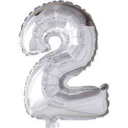 Foil Balloon, 2, 41 cm, silver, 1 pc