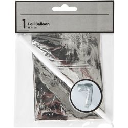 Foil Balloon, 7, 41 cm, silver, 1 pc