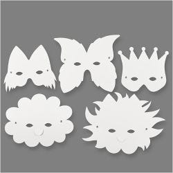 Masks incl. elastic head-band, H: 15-20 cm, 230 g, white, 5pc/ 1 pack