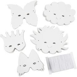 Masks incl. elastic head-band, H: 15-20 cm, 230 g, white, 100asstd./ 1 pack
