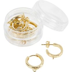 Eye hoop earrings, dia. 15 mm, thickness 3 mm, gold-plated, 2x2 pairs/ 1 pack
