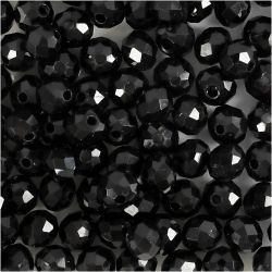 Faceted Beads, size 5x6 mm, hole size 1 mm, metallic black, 100 pc/ 1 pack