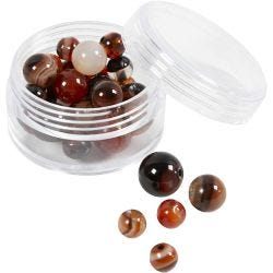 Agate stone beads, size 1x10, 12x8, 15x6 mm, hole size 0,9-1 mm, dark brown, 28 pc/ 1 pack