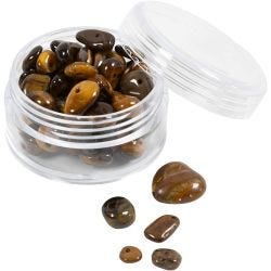 Crystal beads, Tiger's eye, dia. 7-12 mm, hole size 1 mm, brown, 63 pc/ 1 pack