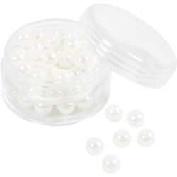 Wax Beads, dia. 6 mm, hole size 1,9 mm, mother-of-pearl, 65 pc/ 1 pack