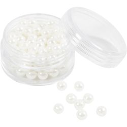 Wax Beads, dia. 5 mm, hole size 1,7 mm, mother-of-pearl, 110 pc/ 1 pack