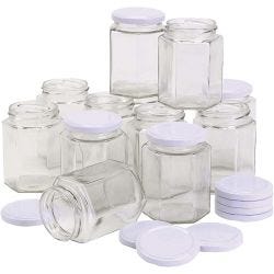 Hexagonal glass jar
