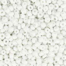 Rocaille Seed Beads, dia. 3 mm, size 8/0, hole size 0,6-1,0 mm, white, 25 g/ 1 pack