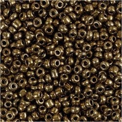 Rocaille Seed Beads, dia. 3 mm, size 8/0, hole size 0,6-1,0 mm, bronze, 25 g/ 1 pack