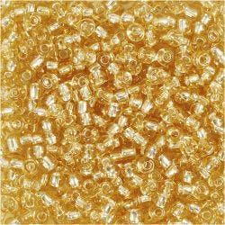 Rocaille Seed Beads, dia. 3 mm, size 8/0, hole size 0,6-1,0 mm, gold, 25 g/ 1 pack