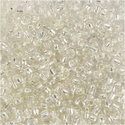 Rocaille Seed Beads, dia. 3 mm, size 8/0, hole size 0,6-1,0 mm, silver, 25 g/ 1 pack