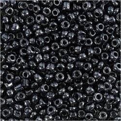 Rocaille Seed Beads, dia. 3 mm, size 8/0, hole size 0,6-1,0 mm, metallic black, 25 g/ 1 pack