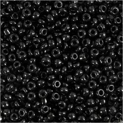 Rocaille Seed Beads, dia. 3 mm, size 8/0, hole size 0,6-1,0 mm, black, 25 g/ 1 pack
