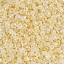 Rocaille Seed Beads, dia. 3 mm, size 8/0, hole size 0,6-1,0 mm, ivory, 25 g/ 1 pack