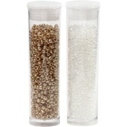 Rocaille Seed Beads, dia. 1,7 mm, size 15/0, hole size 0,5-0,8 mm, white, 2x7 g/ 1 pack