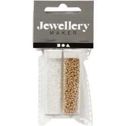 Seed Beads, dia. 1,7 mm, size 15/0, hole size 0,5-0,8 mm, white, 2x7 g/ 1 pack