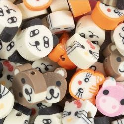 Figure Beads, Animals, dia. 10 mm, hole size 1,5 mm, 60 pc/ 1 pack