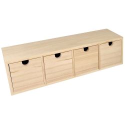 Storage box with drawers in unfinished wood