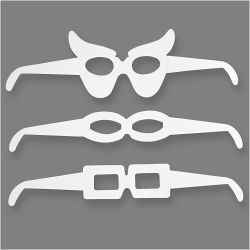 Novelty Glasses, H: 4,5-10 cm, L: 32 cm, 230 g, white, 16pc/ 1 pack