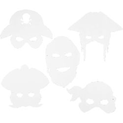 Pirate Masks, H: 16-26 cm, W: 17,5-26,5 cm, 230 g, white, 16pc/ 1 pack